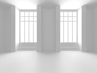 Illuminated room interior design. Modern architecture concept background