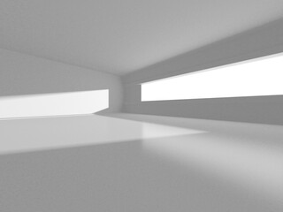 Illuminated room interior design. Modern architecture concept background