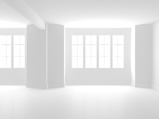 Illuminated corridor interior design. Empty Room Interior Background