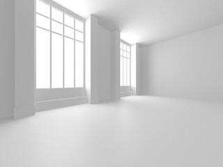 Abstract White Room Architecture Design Concept