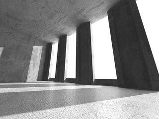 Fototapeta premium Dark Concrete Wall Architecture. Empty Room