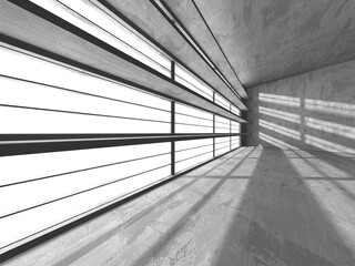 Dark Concrete Wall Architecture. Empty Room