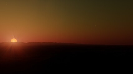 Exoplanet fantastic landscape. Beautiful views of the mountains and sky with unexplored planets. 3D render