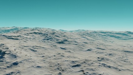 Exoplanet fantastic landscape. Beautiful views of the mountains and sky with unexplored planets. 3D render