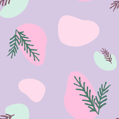 Seamless pattern of spruce branches. Pattern for packaging, background, or accessories.