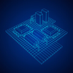 Circuit board. Electronic computer components motherboard.
