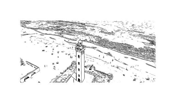 Building view with landmark of Coquimbo is the
city in Chile. Hand drawn sketch illustration in vector.