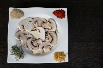 Fototapeta premium zenith image of spiced mushroom plate