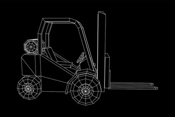 Forklift Loader lift truck. Wireframe illustration.