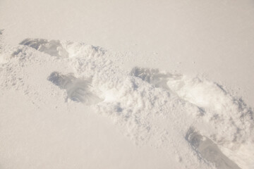 human footprints in deep snow