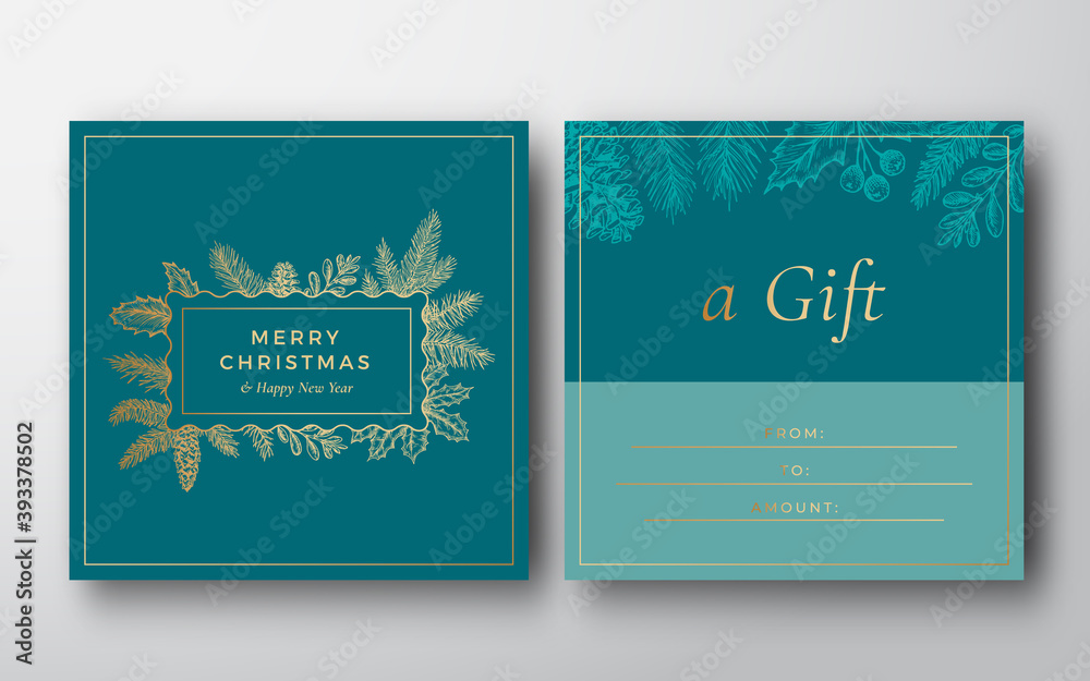 Canvas Prints new year and christmas abstract vector greeting gift card background. back and front design layout w
