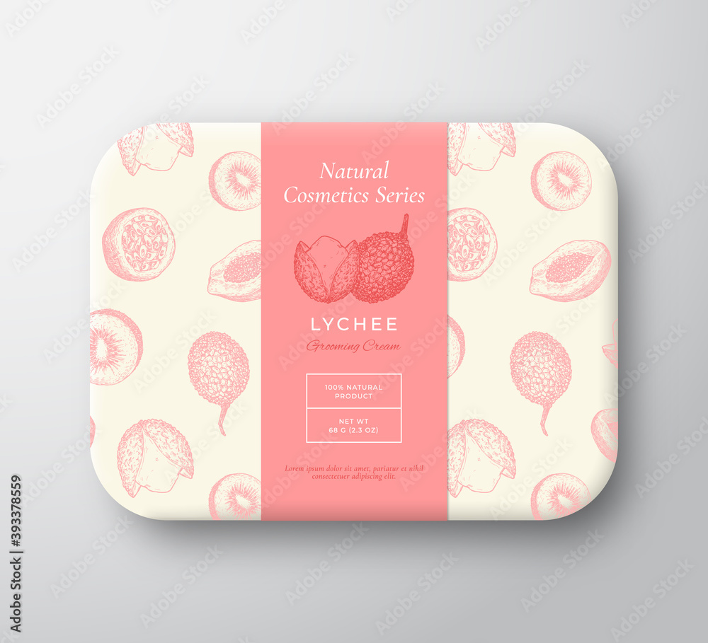 Canvas Prints lychee bath cosmetics package box. abstract vector wrapped paper container with label cover. packagi