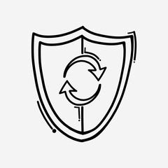 shield reload doodle vector icon. Drawing sketch illustration hand drawn line eps10