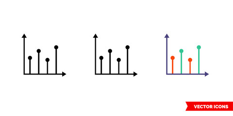 Line diagram icon of 3 types color, black and white, outline. Isolated vector sign symbol.