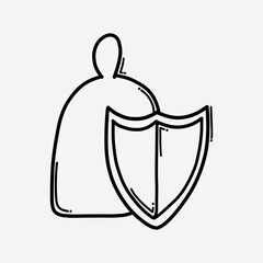 user protection doodle vector icon. Drawing sketch illustration hand drawn line eps10