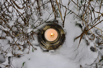 candle in the snow