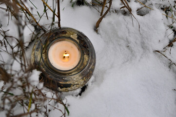 candle in the snow