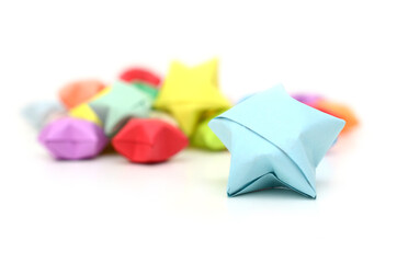 Origami lucky stars with big blue star