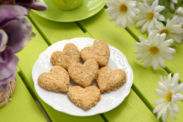 Homemade heart-shaped cookies