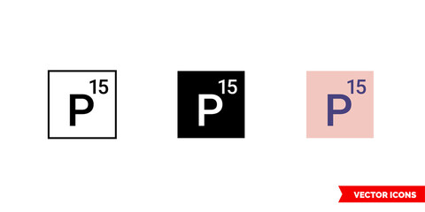 Phosphorus icon of 3 types color, black and white, outline. Isolated vector sign symbol.
