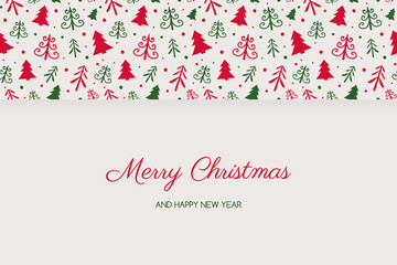 Concept of Christmas greeting card with trees. Vector