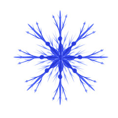 Watercolor snowflake isolated on a white background. A hand-drawn flake of snow for your design. Cute Christmas illustration. Winter object. New year clipart.