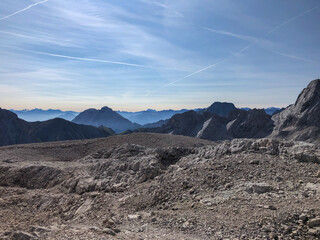 Mountain panorama on the way to the Zugspitze with a beautiful sky - Landscape Photography