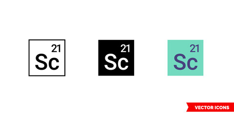 Scandium icon of 3 types color, black and white, outline. Isolated vector sign symbol.