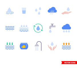 Set of weather icon set of color types. Isolated vector sign symbols. Icon pack.