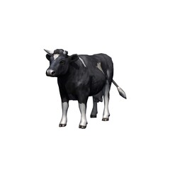 Farm animals - cow black-white - isolated on white background - 3D illustration