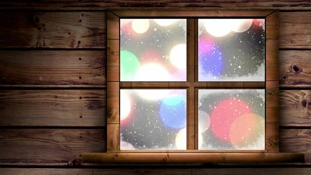 Animation of christmas festive lights seen through window
