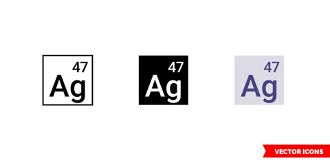 Silver icon of 3 types color, black and white, outline. Isolated vector sign symbol.