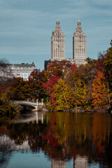 New York City - USA - Nov 5 2020: Beautiful Foliage Colors of The San Remo Central Park New York