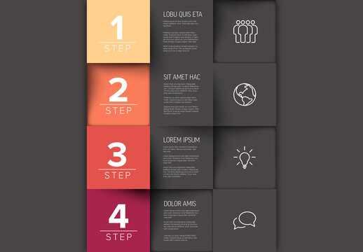 Four Steps Instructions Layout with Description and Icons