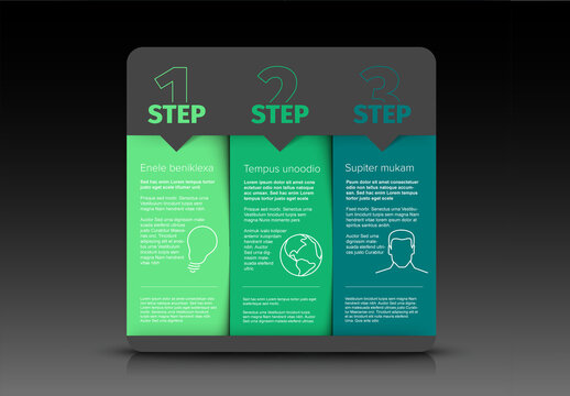 Three Simple Colorful Steps Process Infographic Layout
