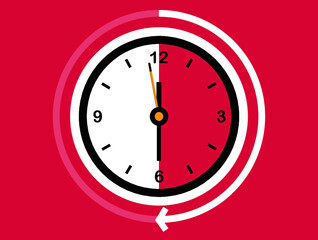 Creative Design Pink and White Vector Clock Design 