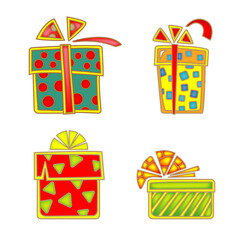 Vector icons of gifts and holiday boxes