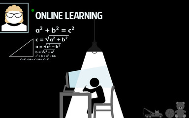 Online learning with distance teacher and math equations