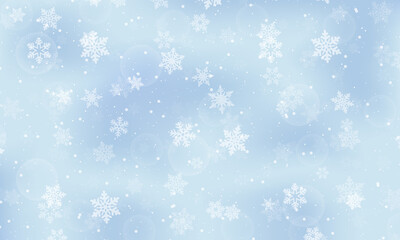 Naklejka na ściany i meble Abstract winter with snowflakes background.