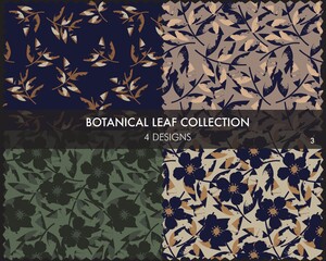Tropical Botanical Leaf Seamless Pattern Collection