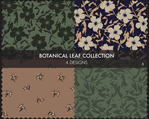 Tropical Botanical Leaf Seamless Pattern Collection