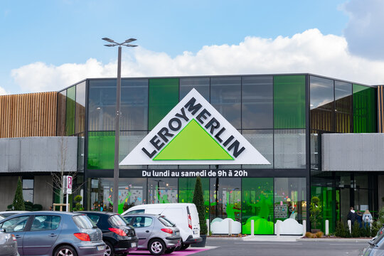 Neuville-en-Ferrain,FRANCE-April 13,2019: View of the new Leroy Merlin store.Leroy Merlin is an international French market network specializing in construction, DIY and gardening.