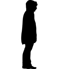 Silhouette of a walking girl on a white background