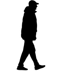 Silhouette of a walking man on a white background