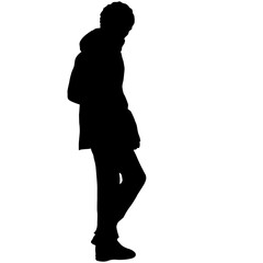 Silhouette of a walking girl on a white background