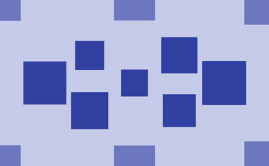 Seamless pattern of large isolated blue rectangles. The pattern is divided by a line of elements of lighter tones. Vector illustration on light blue background