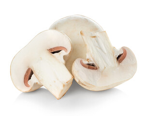 Fototapeta na wymiar Fresh champignon mushrooms isolated on white background.