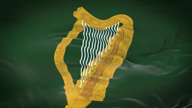 Leinster (region in Greece) flag waving in the wind with highly detailed fabric texture. Seamless loop