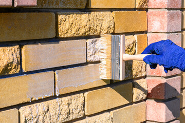 . A natural stone covered with a protective liquid from moisture and mold. Protect the stone from...