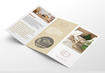 Interior Trifold Brochure Layout with Beige Accents